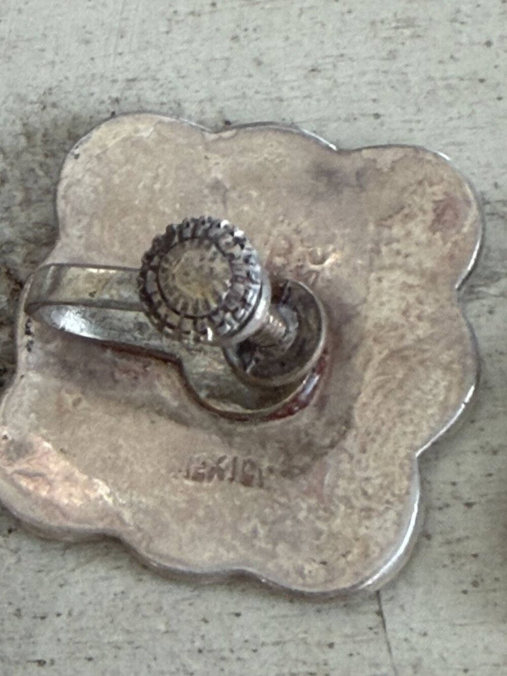 Vintage MEXICO Sterling Silver Abalone Shell Inlay Flower Screw Back Earrings - Picture 6 of 9